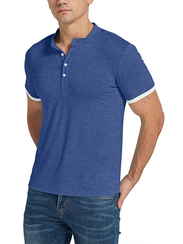  Homens Camiseta Camiseta Polo Camisa de golfe Aberto para a Lateral Bloco de cor Tecido Ao ar livre Casual Normal Botão para baixo Manga Curta Roupa Moda Simples Básico Formal