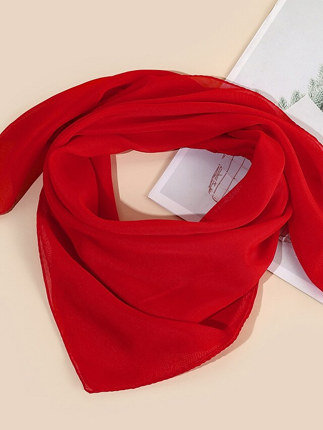  Women's Square Scarf Red Party Scarf Solid Colored