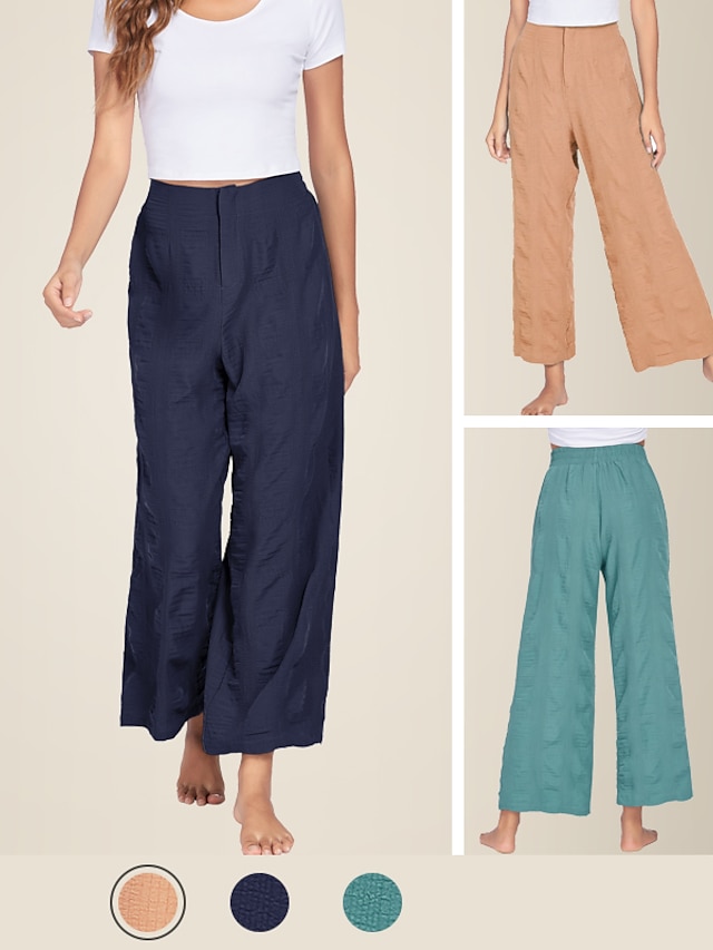  Women's Basic Pants Pants Causal Daily Plain Blue Green Brown S M L XL 2XL / Wash separately