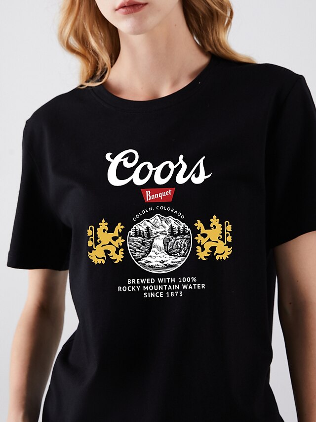  women coors banquet beer day drinking shirt vintage coors golden colorado lion logo graphic tees (xl, yellow)