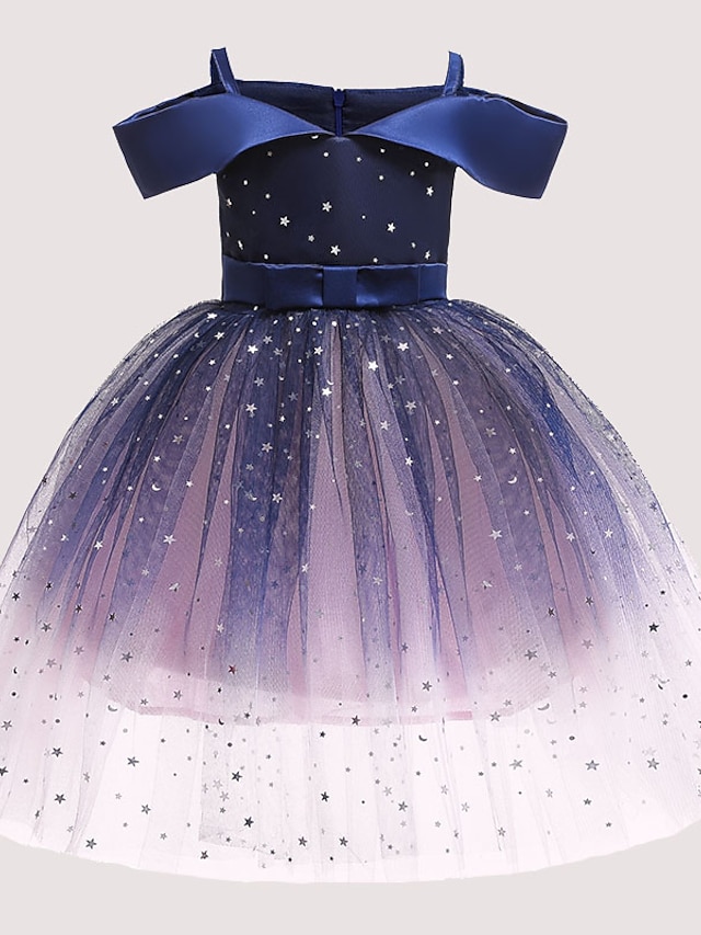  Kids' Sleeveless Polka Dot Galaxy Dress