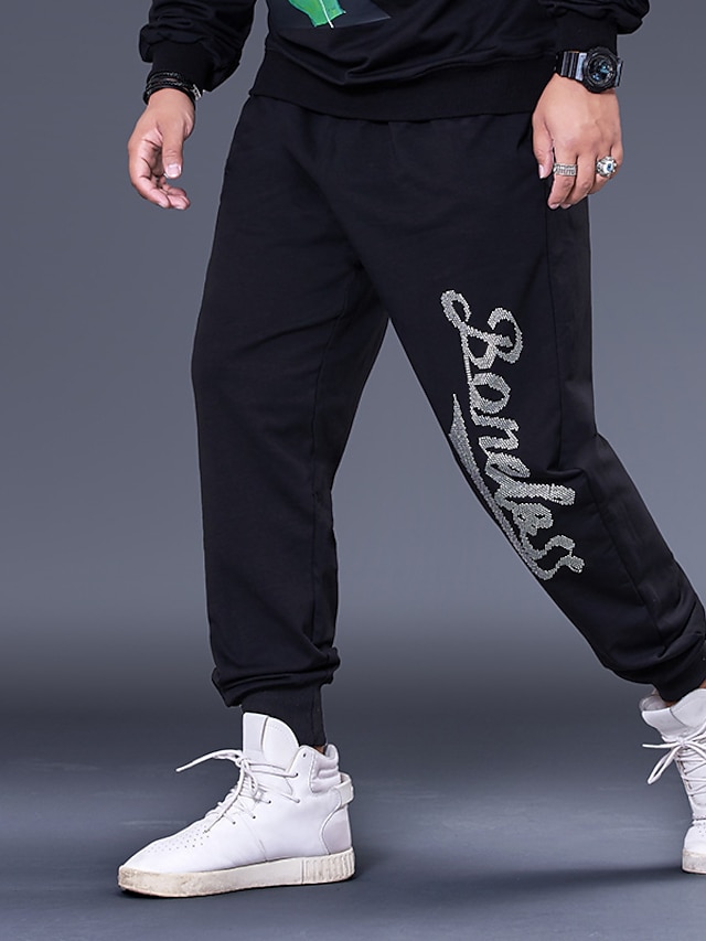  Men's Stylish Casual / Sporty Pocket Pants Full Length Pants Micro-elastic Daily Sports Cotton Letter Mid Waist Comfort Breathable Black XL XXL 3XL 4XL 5XL