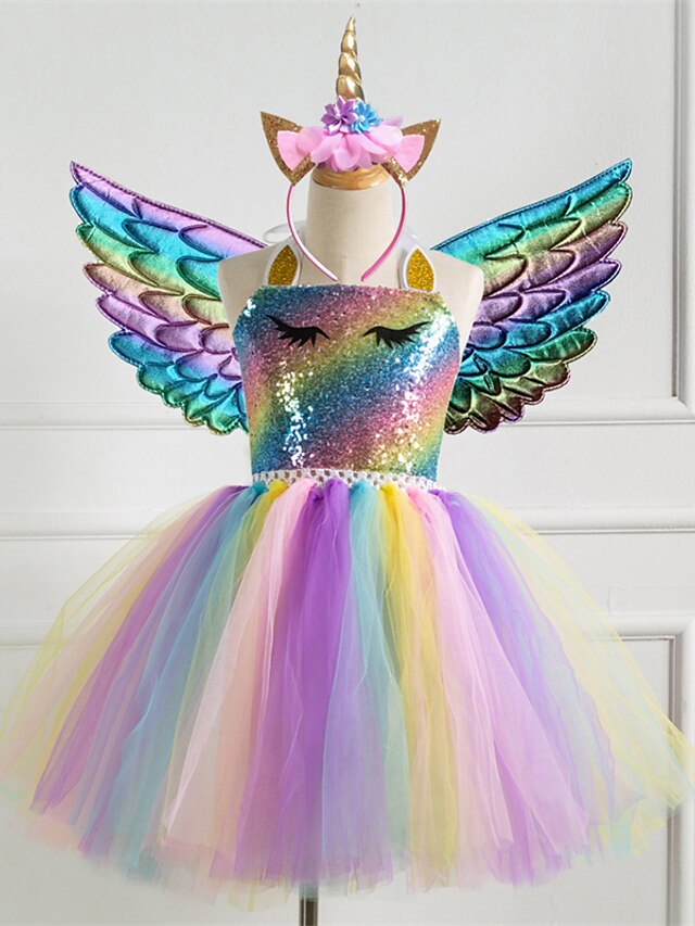  'Girls' Unicorn Princess Tutu Party Dress Set'