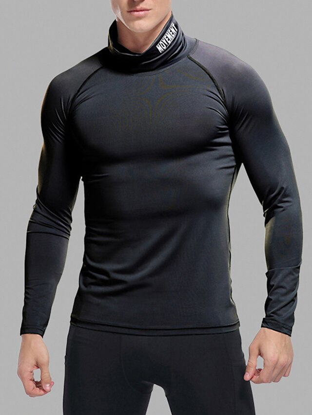  Men's T shirt Tee Solid Color Round Neck Sports Outdoor Long Sleeve Tops Polyester Sexy Sports White Black Gray / Wash separately
