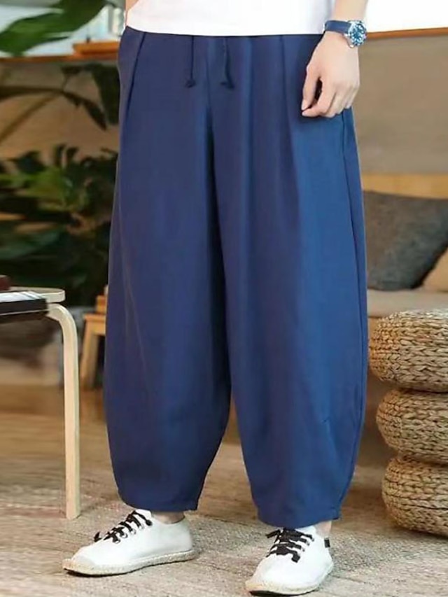  Men's Stylish Casual / Sporty Pocket Pants Full Length Pants Micro-elastic Daily Sports Cotton Solid Color Mid Waist Comfort Breathable Blue Black Grey Deep Blue Red M L XL XXL 3XL