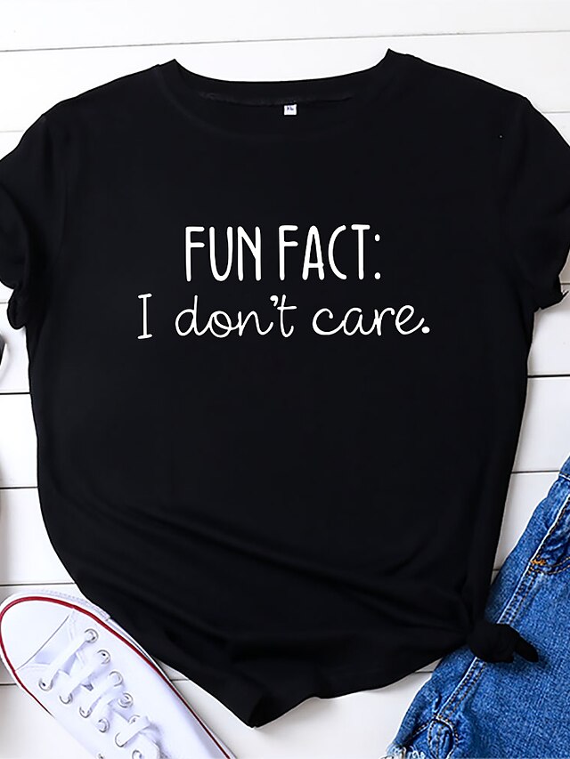  Fun fact I don't care t-shirt pour femme T-shirts à manches courtes avec dire des chemises inspirantes tops (gris foncé, moyen)