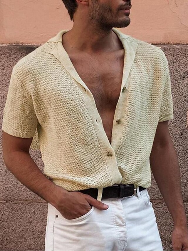  Camisola de manga curta de lapela estilo masculino camisola de manga curta de verão fina sy0079