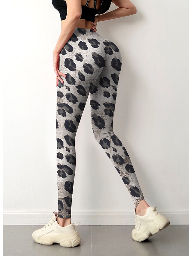  ultra myke leggings med høy midje for kvinner - vanlig og pluss størrelse - sebra / leopardprint leggings svart