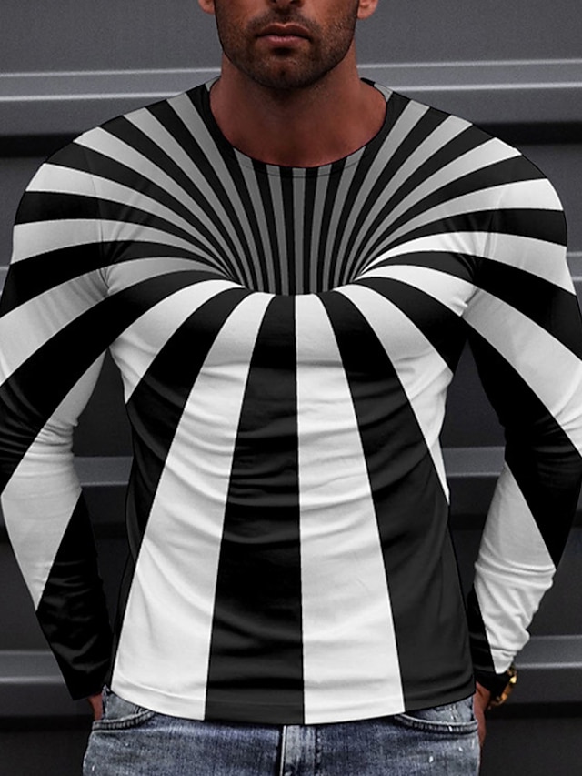  Per uomo Unisex maglietta Stampe astratte Geometria Girocollo Nero / Bianco Giallo Rosso Blu Viola Stampa 3D Giornaliero Per eventi Manica lunga Stampa Abbigliamento Originale Informale Grande e alto