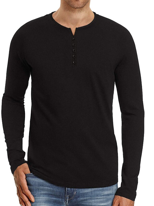  Men's T shirt Tee Long Sleeve Shirt Button Down Collar Plain Outdoor Weekend Normal Button-Down Long Sleeve Clothing Apparel Cotton Sports Fashion Simple
