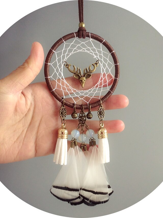  Boho dream catcher cadeau fait main tenture murale décor art ornement artisanat plume pour enfants chambre festival de mariage 7*16 cm