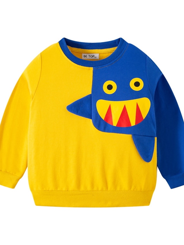  Kids Boys' Sweatshirt Long Sleeve Blue Yellow Color Block Daily Outdoor Cotton Active Basic 2-8 Years / Fall / Spring