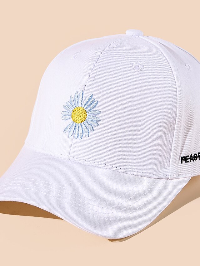  Women's Baseball Cap Embroidery Dailywear Outdoor White Daisy Letter Hat / Spring / Summer