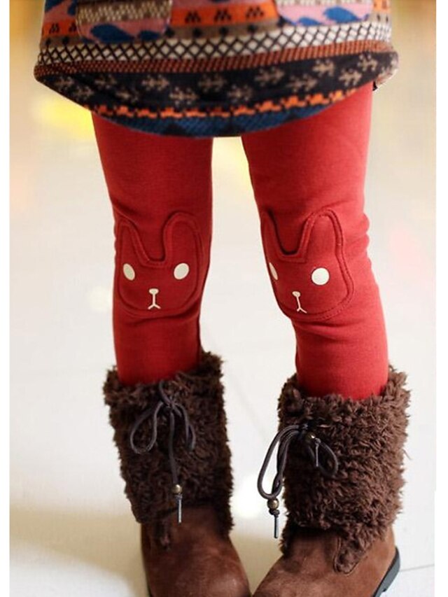  Infantil Para Meninas Leggings Cinzento Vermelho Imprimir Animal Ativo Outono Inverno 3-8 anos Roupa Diária / Collants / Estilo bonito / Algodão