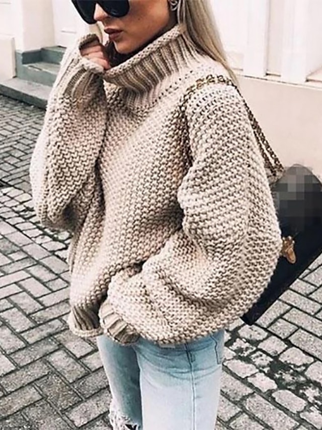  Women's Casual Turtleneck Sweater Cardigan Solid Color