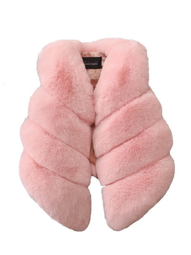  Kids Girls' Sleeveless Vest Gray Pink Khaki Plain Active Winter 2-8 Years / Cute / Cotton