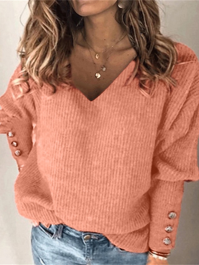  Women's Buttoned Knit Pullover Sweater