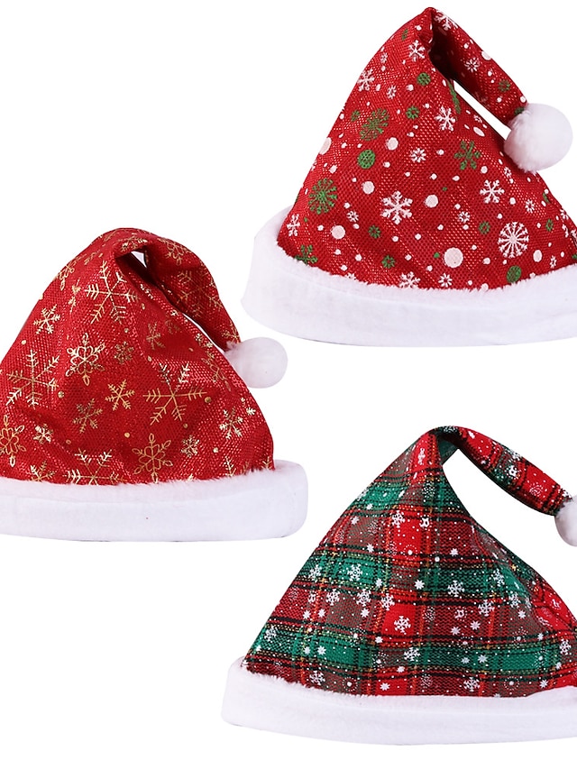  Women's Beanie / Slouchy Print Home Christmas Party Gold Red Plaid Snowflake Hat / Green / Fall / Winter