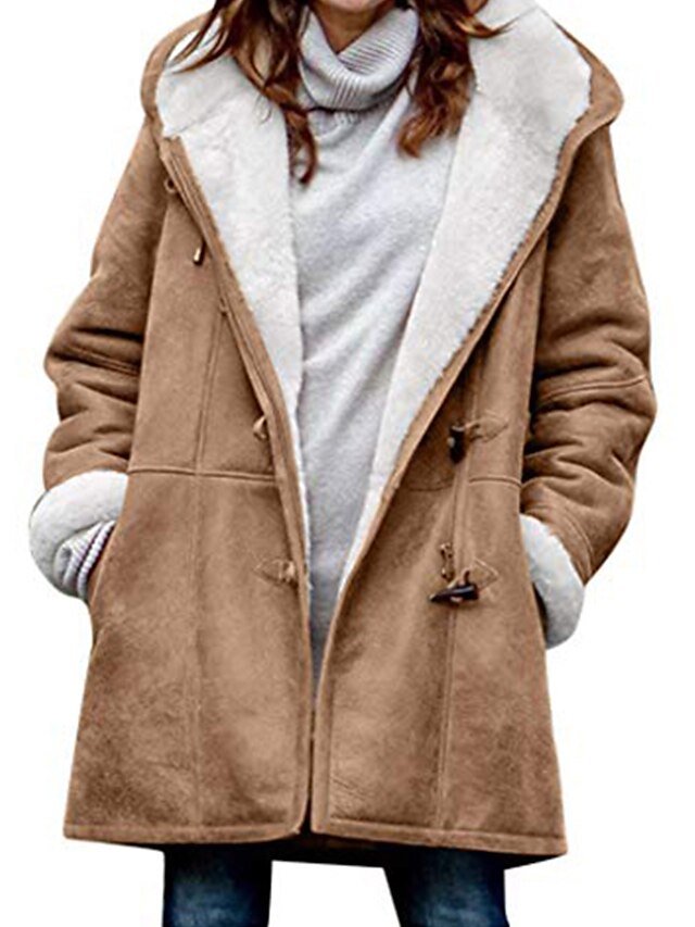  Women's Parka Dailywear Fall Winter Regular Coat Casual Jacket Long Sleeve Solid Color Classic Gray Green / Lined
