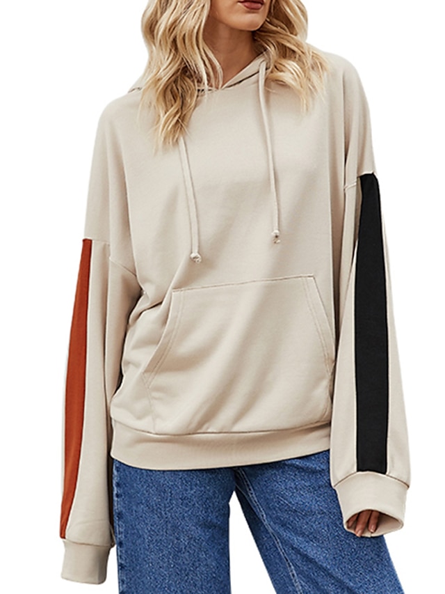  Women's Plain Pullover Ladies Casual Hoodies Sweatshirts  Khaki