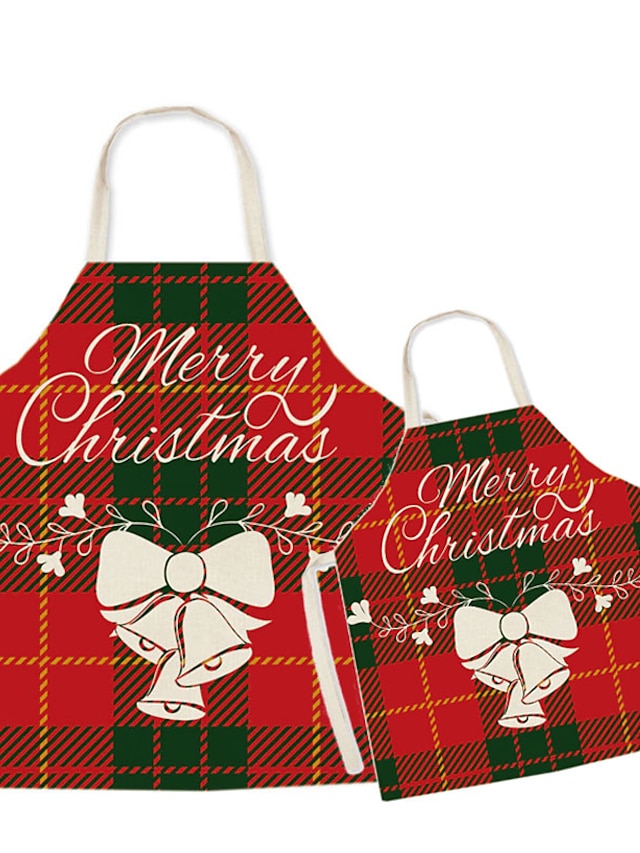  Christmas Aprons Mommy and Me Christmas Gifts Graphic Christmas pattern Letter Print Red Cute Matching Outfits / Fall / Spring / Sweet