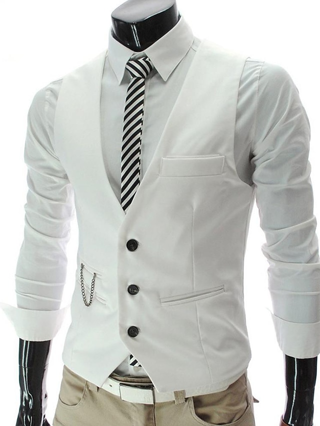  s Men's Formal Wedding Suit Vest Polyester