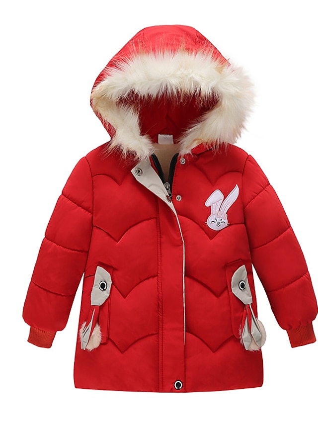  Girls' 3D Animal Coat Down Coat Long Sleeve Fall Winter Active Adorable Polyester Toddler 2-6 Years Street Vacation Regular Fit