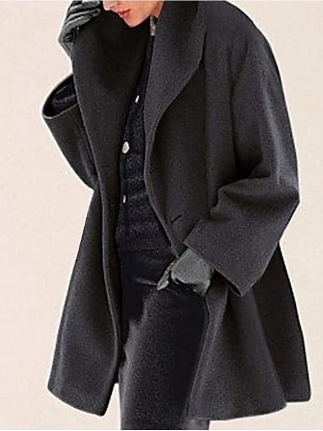  Damen Mantel Strasse Casual Täglich Winter Herbst Frühling Standard Mantel Regular Fit Basic Casual Jacken Langarm Feste Farbe Kamel Schwarz Purpur