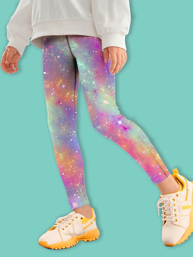  Infantil Para Meninas Leggings Arco-íris Imprimir Galáxia Gráfico Ativo Collants 4-12 anos / Outono