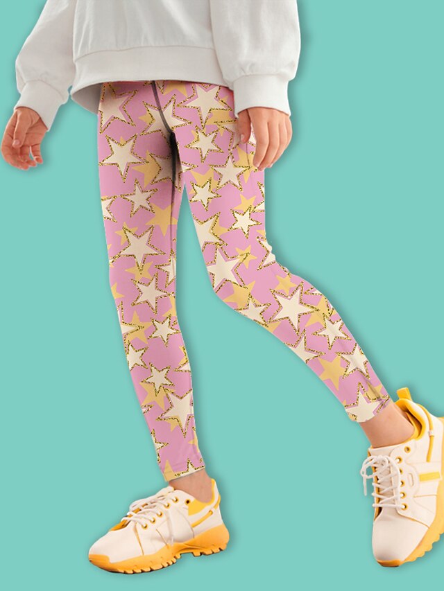  Infantil Para Meninas Leggings Rosa Imprimir Imprimir Gráfico Ativo Outono 4-12 anos / Geométrica / Collants