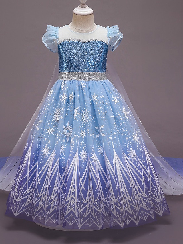  Kids' Sequin Snowflake Sleeveless Chiffon Dress