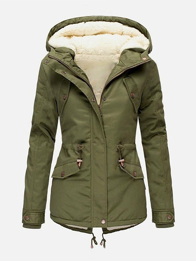  Women's Daily Winter Parka Windproof Fleece Lined Jacket