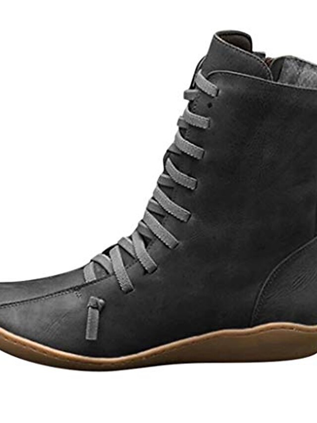  Women's Boots Flat Heel Mid Calf Boots Booties Ankle Boots Casual Daily Winter Wine Gray Black