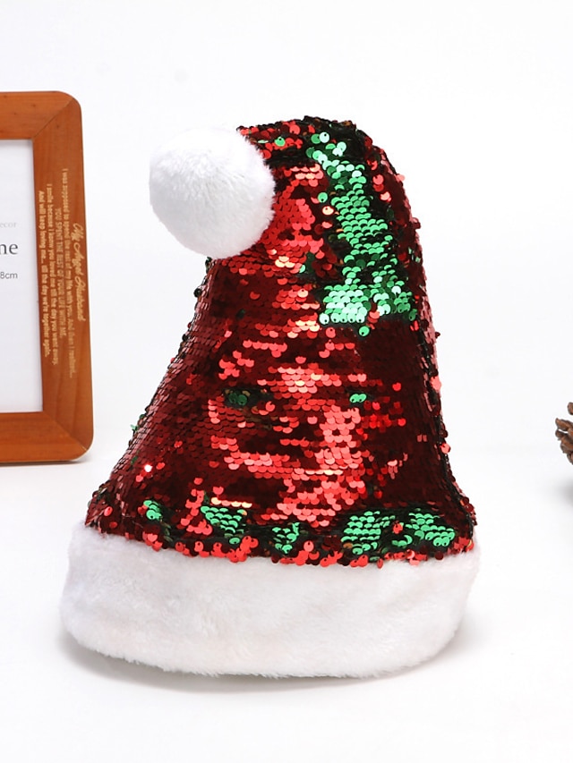  Women's Beanie / Slouchy Sequins Knitted Christmas Party Dailywear Red Green Pure Color Hat / Basic / Fall / Winter