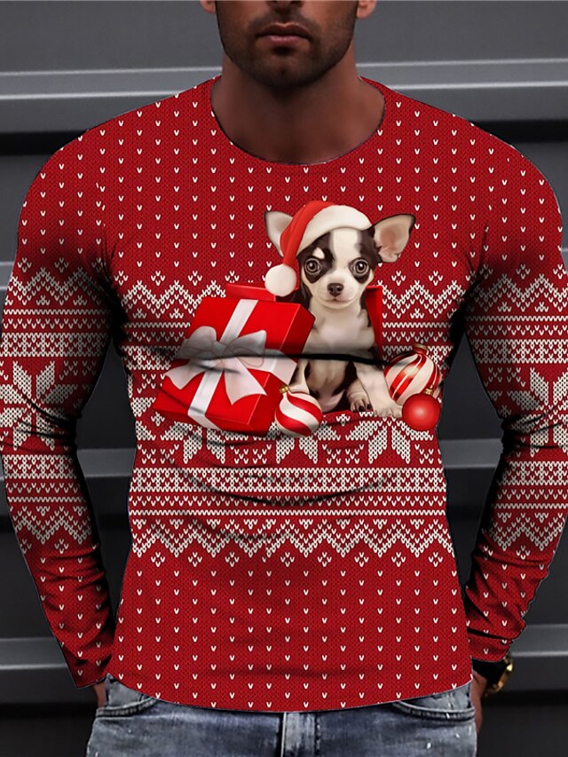  maglietta unisex da uomo stampa 3D stampe grafiche per cani stampa top a manica lunga designer casual grande e alto rosso