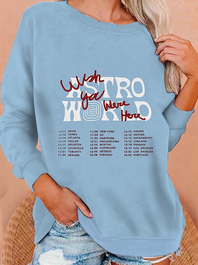  Women's Text Slogan Sweatshirt Pullover Oversized Monograms Hot Stamping Casual Daily Casual Streetwear Hoodies Sweatshirts  Blue Gray Khaki