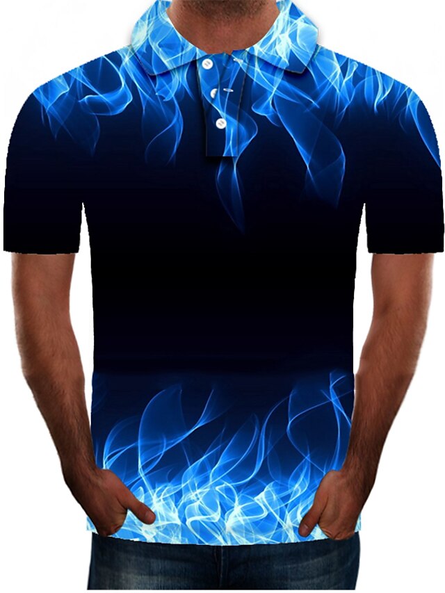  Herre Tennis skjorte POLO T-skjorte Golf skjorte Grafisk Krage Skjortekrage Blå Store størrelser Daglig Ut på byen Kortermet Klær Gatemote overdrevet Personalisert 3D