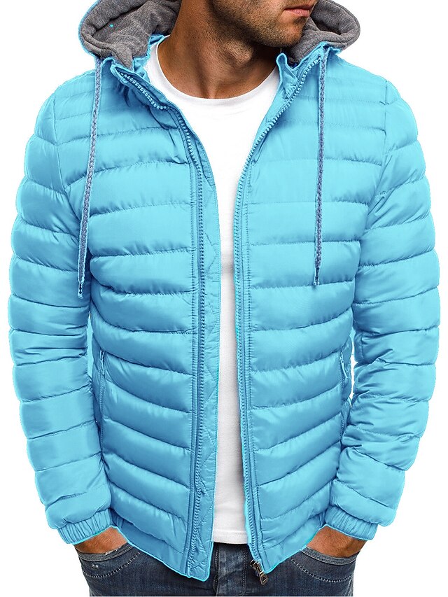  casaco masculino acolchoado acolchoado com capuz e resistente à água, resistente à água, casaco pesado de inverno parka anoraque (azul, xx-grande)