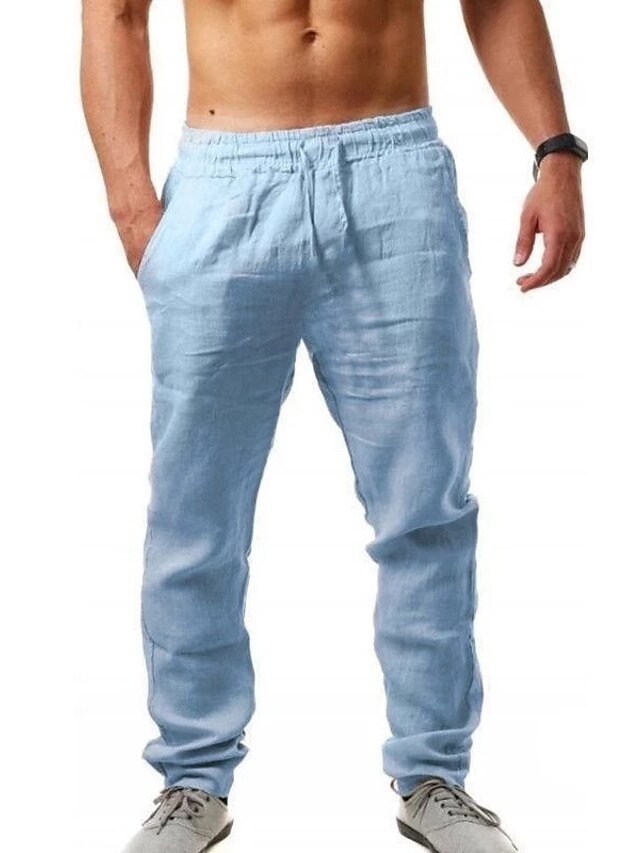  Stylish Men's Linen Beach Pants with Pockets