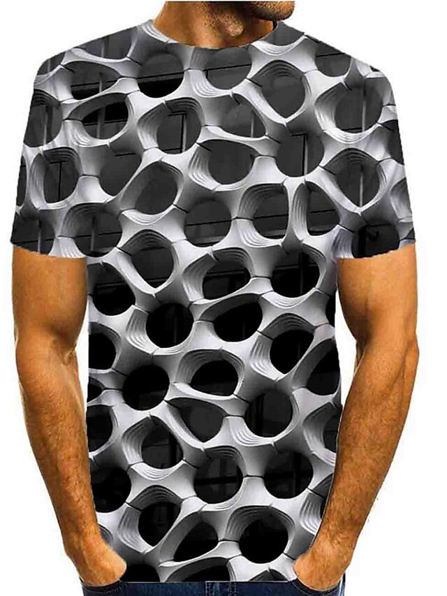  Herren T-Shirt Grafik Rundhalsausschnitt Täglich Kurzarm Bedruckt Oberteile Grundlegend Grün Schwarz Purpur