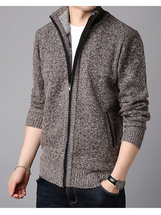  autumn  winter st collar knitted cardigan jacket men‘s loose knit plus cashmere sweater trend slim line