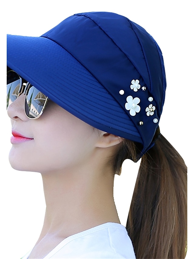  Women's Protective Hat Print Holiday Outdoor Beach Beige Khaki Flower Hat / Fall / Winter / Spring / Summer