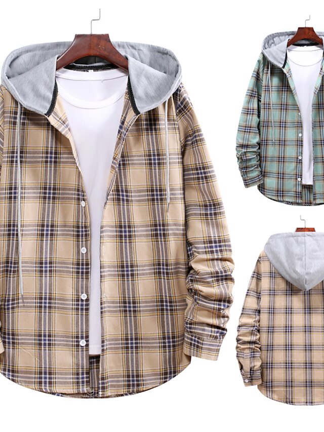  Men's Hoodies & Sweatshirts Shirt Blazer Jacket Printing Medium Spring, Fall, Winter, Summer Green khaki