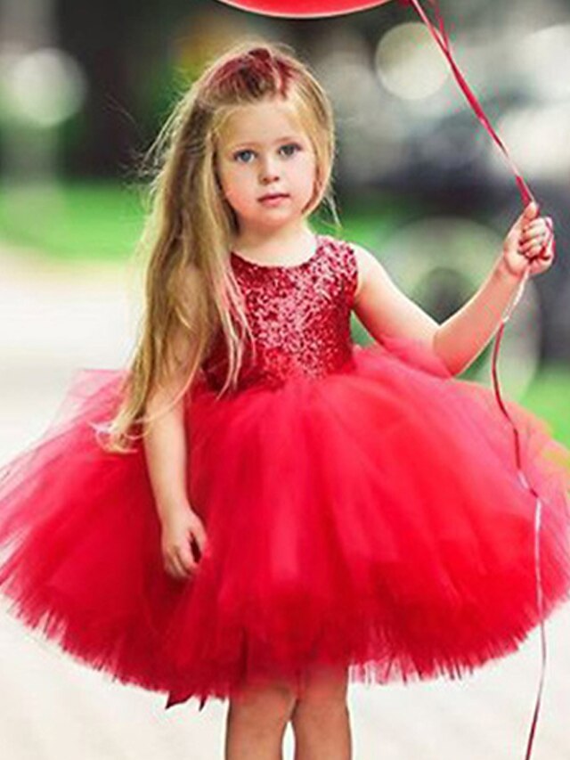  Infantil Bébé Pouco Vestido Para Meninas Cor Sólida Festa Espetáculo Feriado Paetês Preto Rosa Vermelho Sem Manga Básico Lindo Doce Vestidos Verão