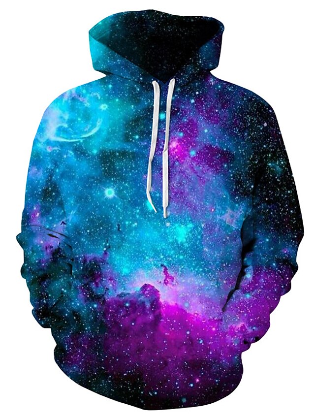  Unisex Men's Galaxy Print Hooded Sweatshirt