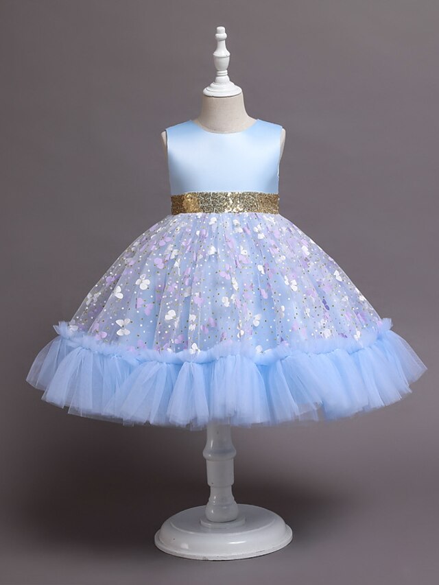  Kids Little Girls' Dress Sequin Party Daily Tulle Dress Sequins Drawstring Pink Red Light Blue Knee-length Sleeveless Princess Cute Dresses Fall Winter Children's Day Slim 3-10 Years / Spring
