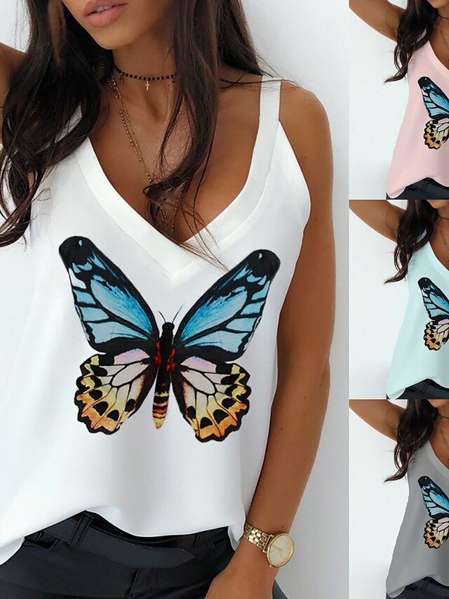  Tank Top Butterfly Sleeveless