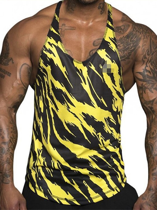  Men's T shirt Tee Tank Top Vest Top Undershirt Sleeveless Shirt Crew Neck Camouflage Training Fitness Print Sleeveless Clothing Apparel Sportswear Muscle Workout Athletic