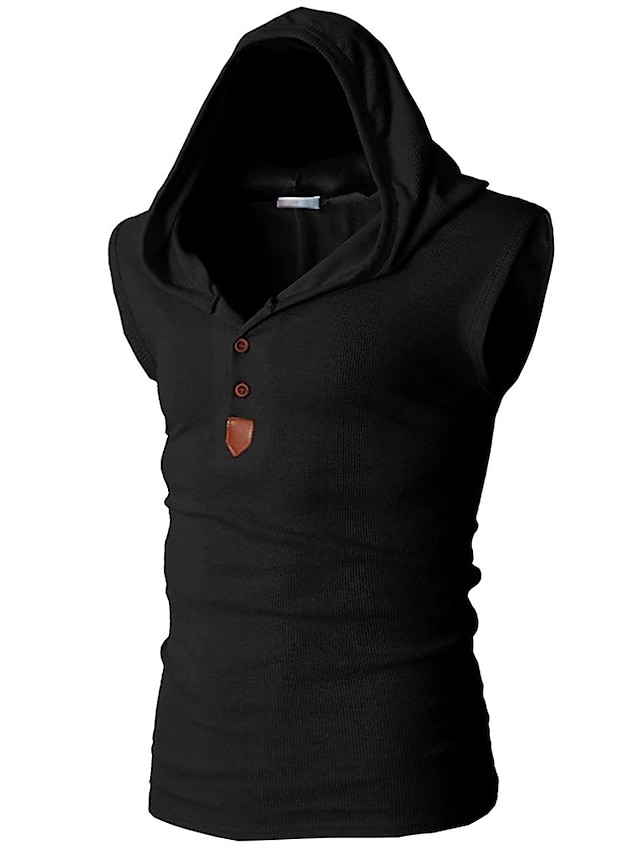  Men's Tank Top Vest Hooded Graphic Solid Colored White Black Army Green Navy Blue Dark Gray Sleeveless Daily Sports Slim Tops / Summer / Summer
