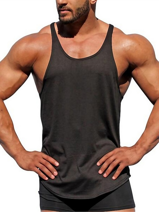  Homme Débardeur Top Maillot de Corps T-shirt sans manches Col Rond Graphic Plein Des sports Gymnastique Grande Taille Sans Manches Vêtement Tenue Coton Muscle